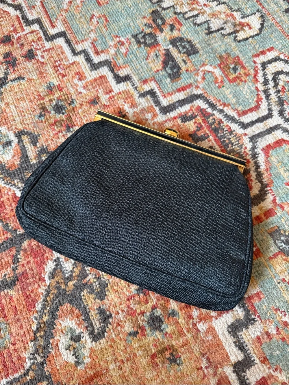 Classic Black Frame-Clasp Women's Clutch
